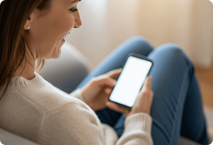 Woman making reservation on phone